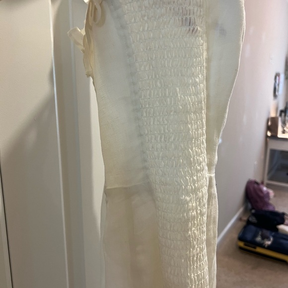 Reformation White Linen Ruffle Mini Dress - Picture 3 of 5